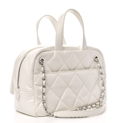Chanel Aged Calfskin Quilted Small Express Bowling Bag White 3 of 11