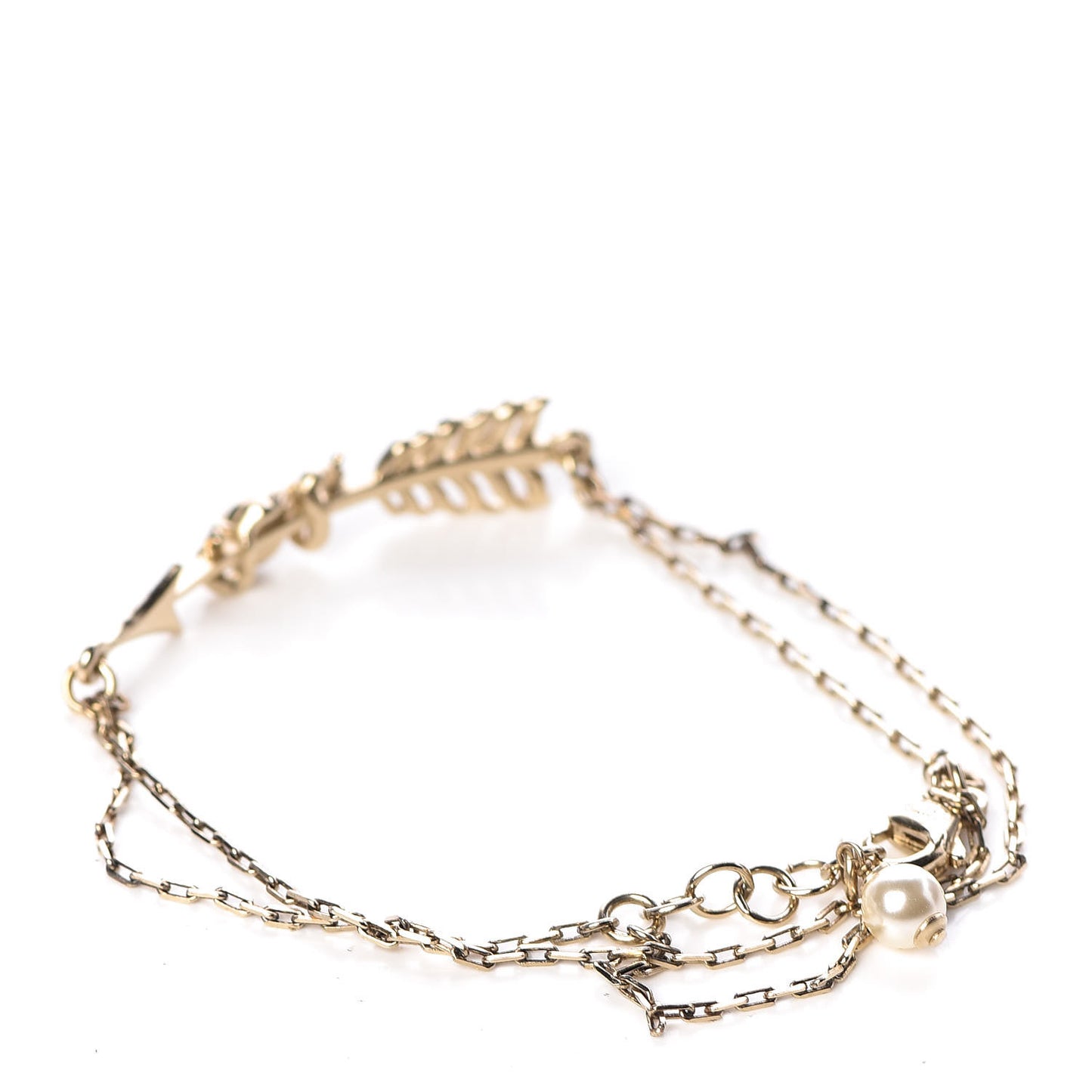 Crystal Pearl CC Arrow Bracelet Gold