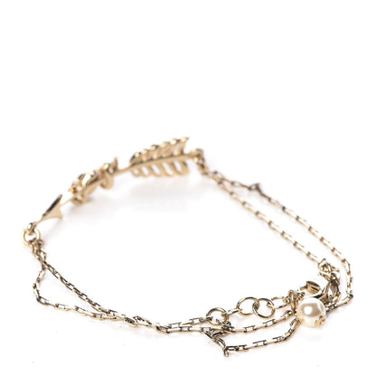 Chanel Crystal Pearl CC Arrow Bracelet Gold 3 of 6