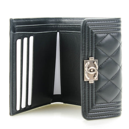 Chanel Lambskin Quilted Compact Boy Wallet Black 5 of 8