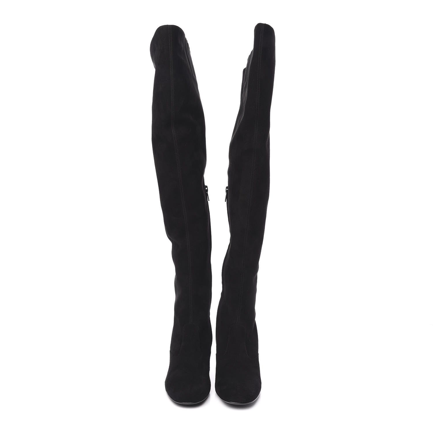 Saint Laurent Suede Babies Over The Knee Boots 36 Black 2 of 7