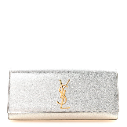 Saint Laurent Textured Metallic Calfskin Classic Monogram Cassandre Clutch Pale Gold 2 of 12