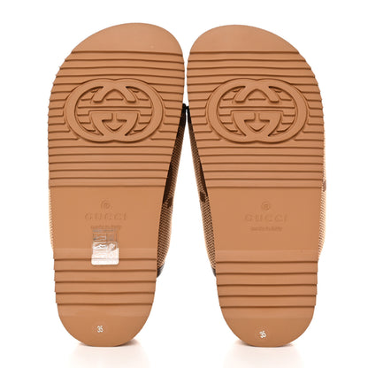 Gucci Monogram Jumbo GG Nappa Samoa Platform 40mm Slide Sandals 35 Camel Ebony New Acero 5 of 10