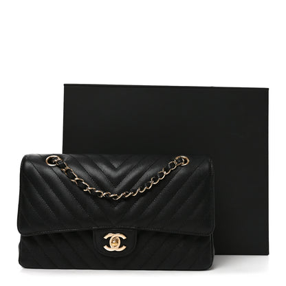Chanel Caviar Chevron Quilted Medium Double Flap Black 11 of 11