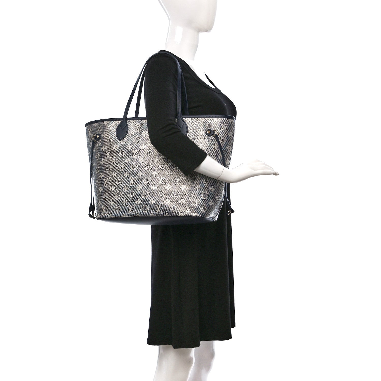 Louis Vuitton Monoglam Neverfull MM Blue 3 of 9
