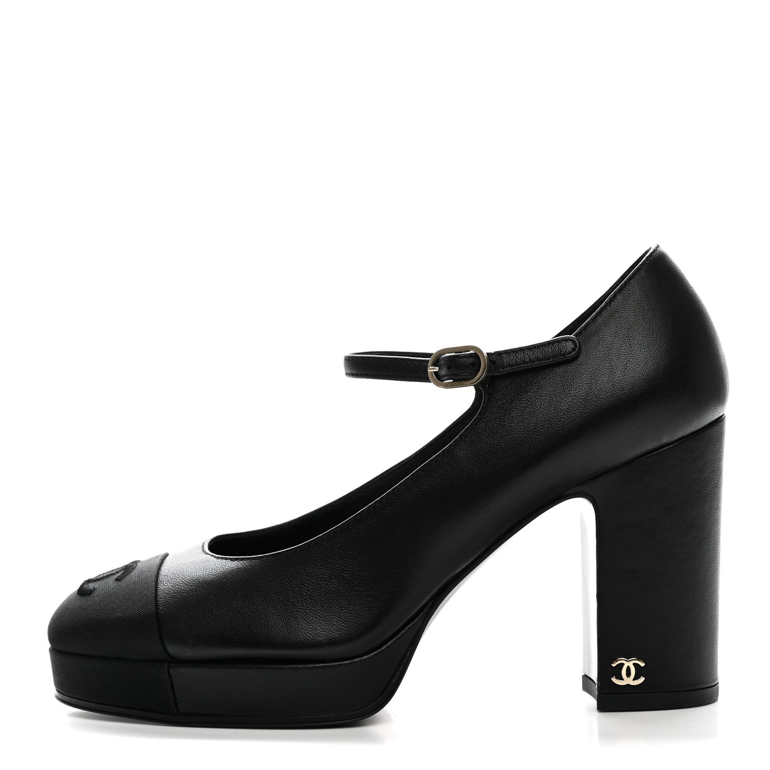Chanel Lambskin Grosgrain Cap Toe CC Mary Jane Pumps 36 Black 1 of 10