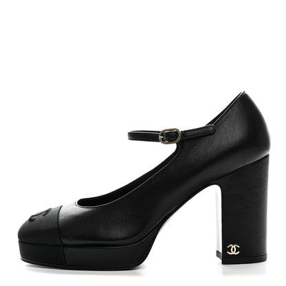 Chanel Lambskin Grosgrain Cap Toe CC Mary Jane Pumps 36 Black 1 of 10