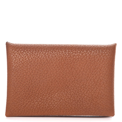 Hermes Barenia Faubourg Calvi Card Case Fauve Orange 1 of 8