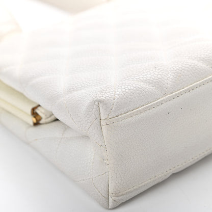 Chanel Caviar Quilted Kisslock Frame Bag White 10 of 18