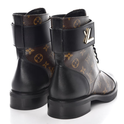 Louis Vuitton Calfskin Monogram Wonderland Flat Ranger Boots 39 Black 4 of 9
