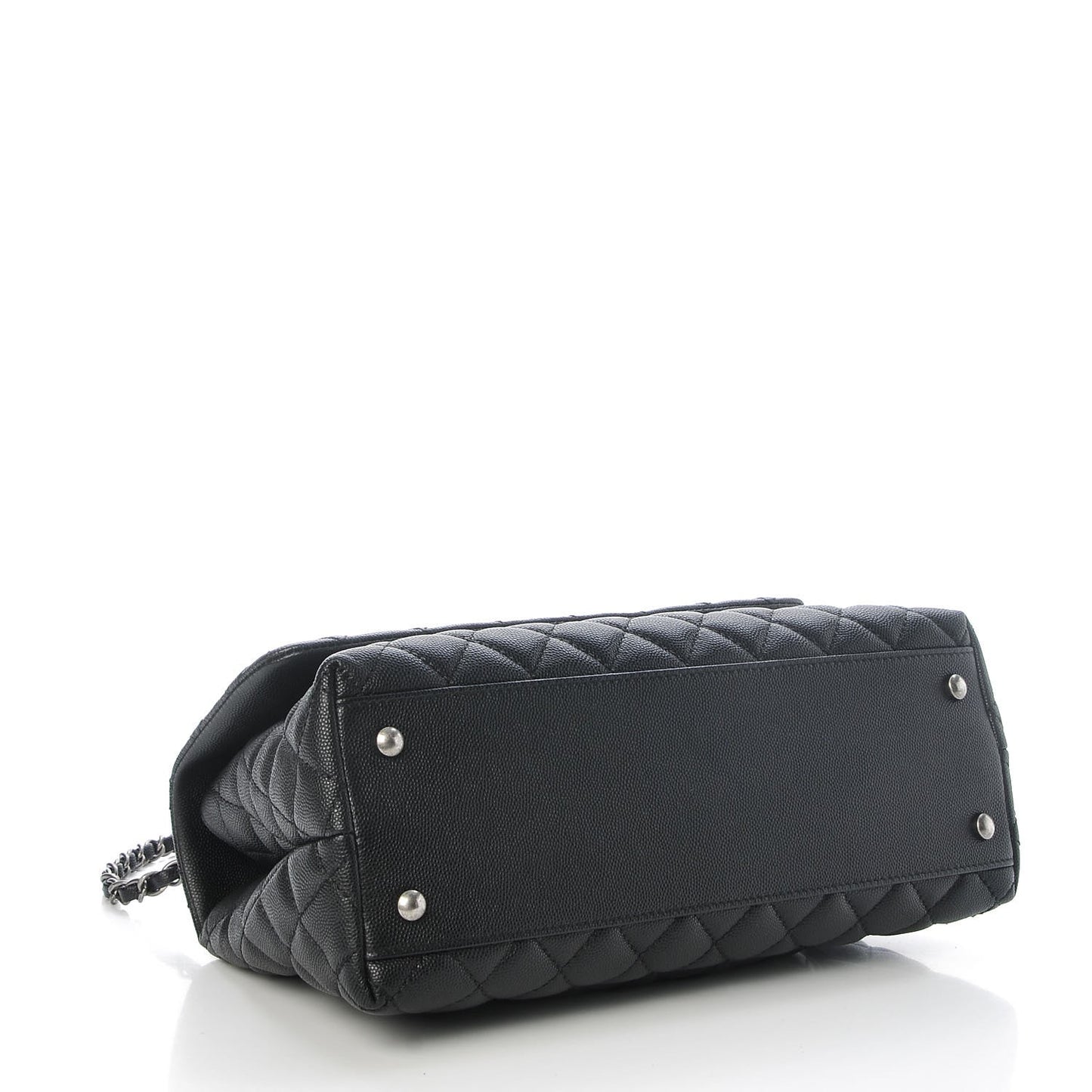 Caviar Lizard Quilted Small Coco Handle Flap Black
