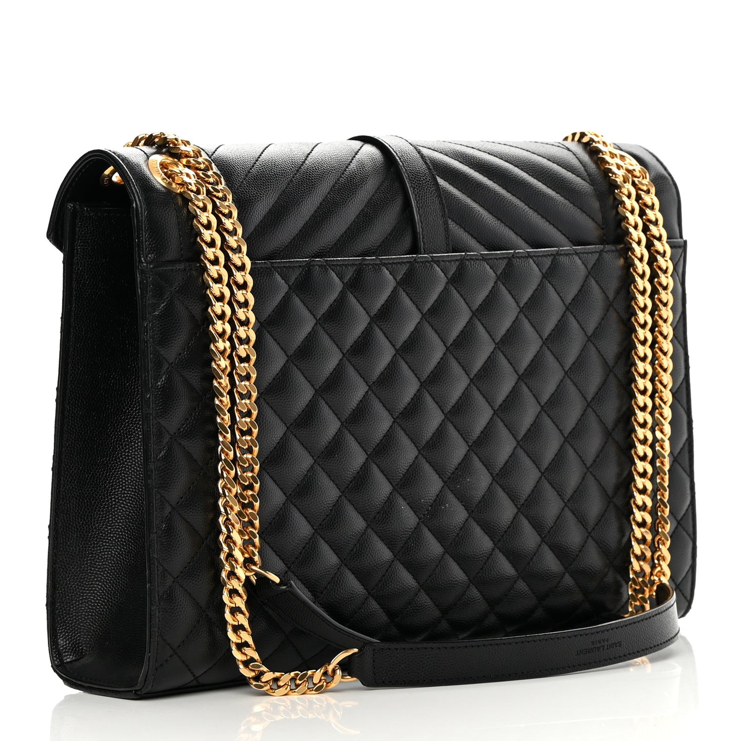 Grain De Poudre Textured Mixed Matelasse Large Triquilt Monogram Satchel Black