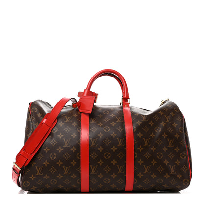 Louis Vuitton Calfskin Monogram Keepall Bandouliere 50 Coquelicot 1 of 9