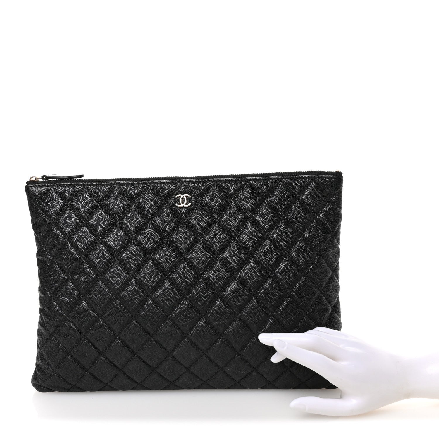 Chanel Iridescent Caviar Quilted Large Cosmetic Case Black 2 of 9