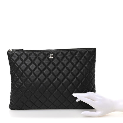 Chanel Iridescent Caviar Quilted Large Cosmetic Case Black 2 of 9