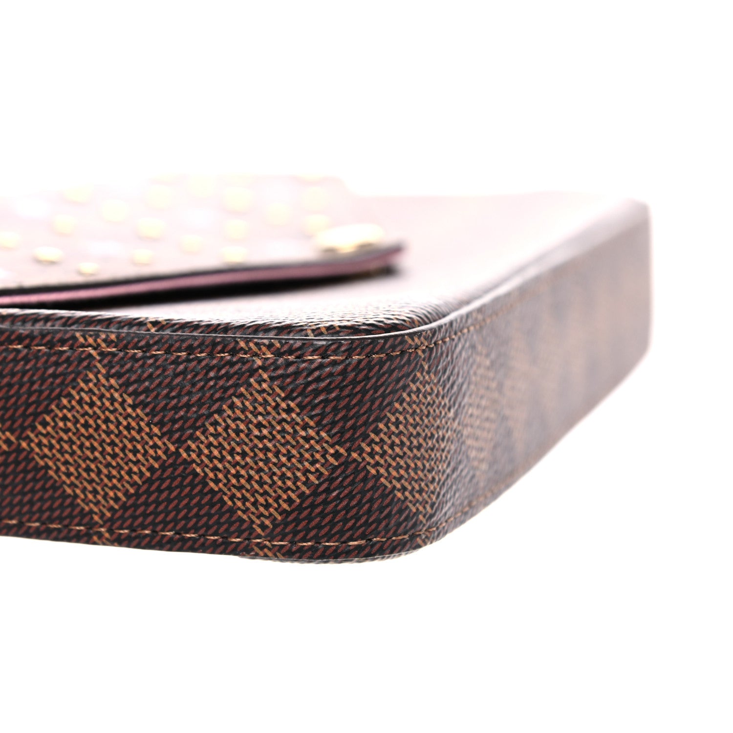 Louis Vuitton Damier Ebene Studded Pochette Felicie Chain Wallet 7 of 9