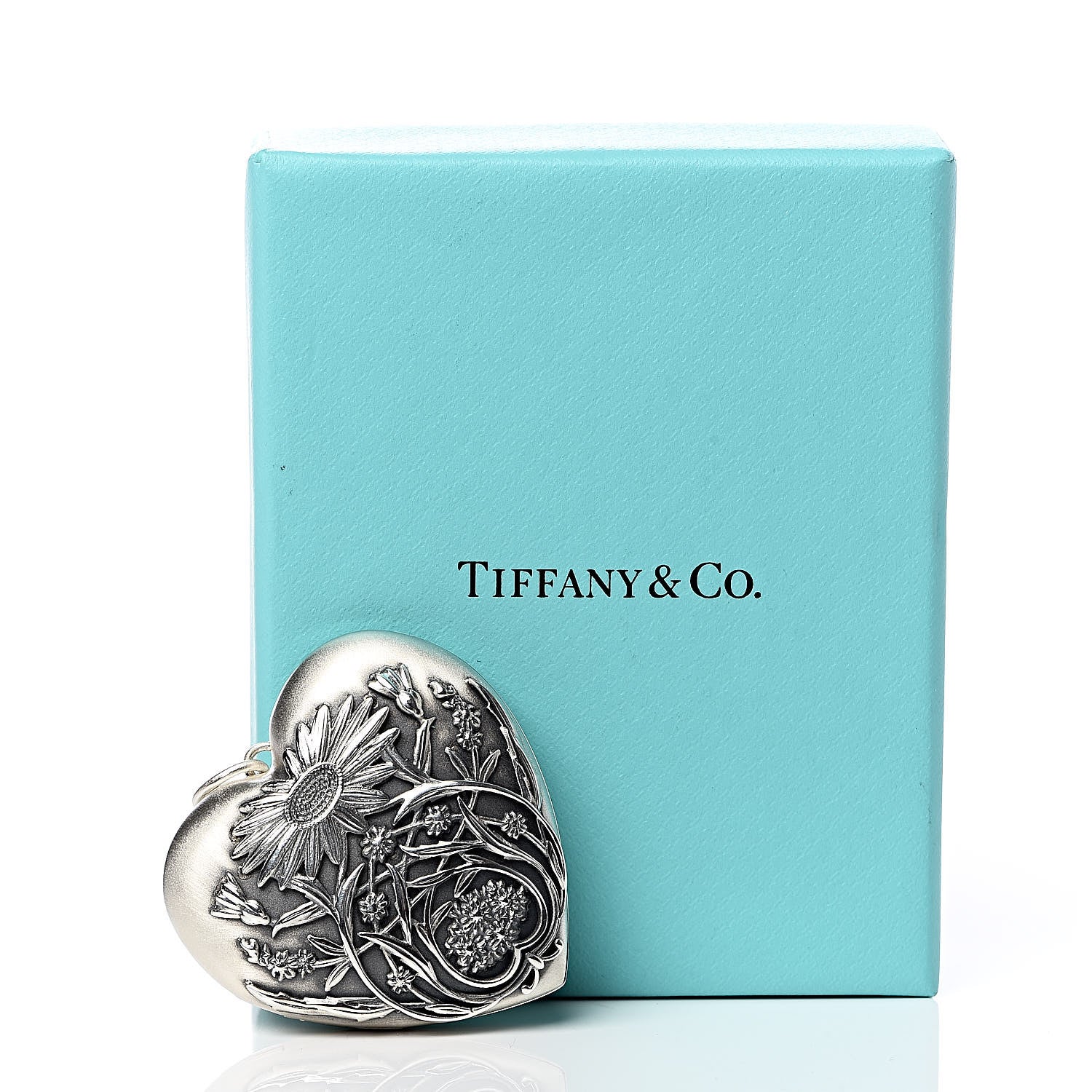 Tiffany Sterling Silver Large Ziegfeld Daisy Heart Locket Pendant 5 of 5