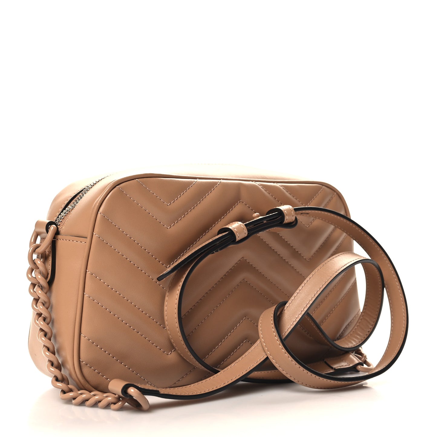 Calfskin Matelasse Monochrome Small GG Marmont Chain Shoulder Bag Camelia