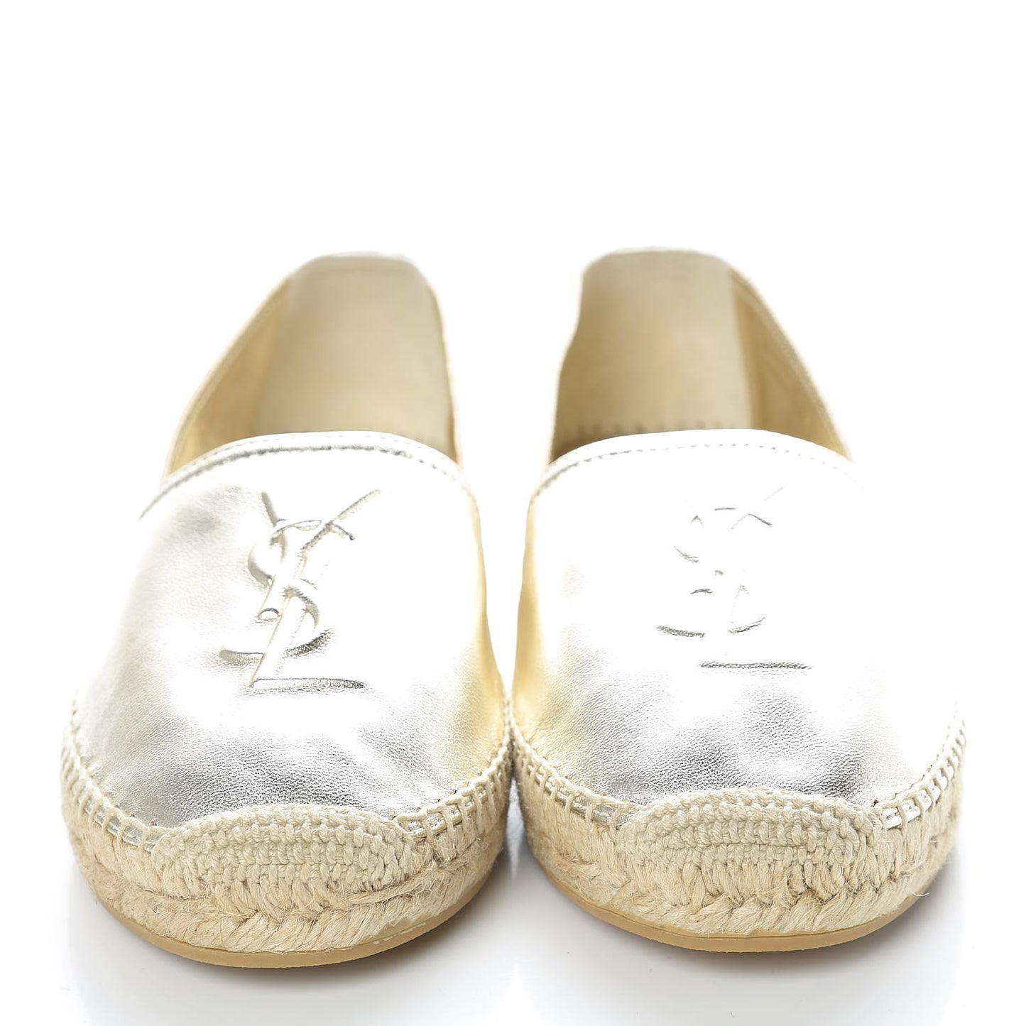 Metallic Lambskin Monogram Espadrilles 38 Platino