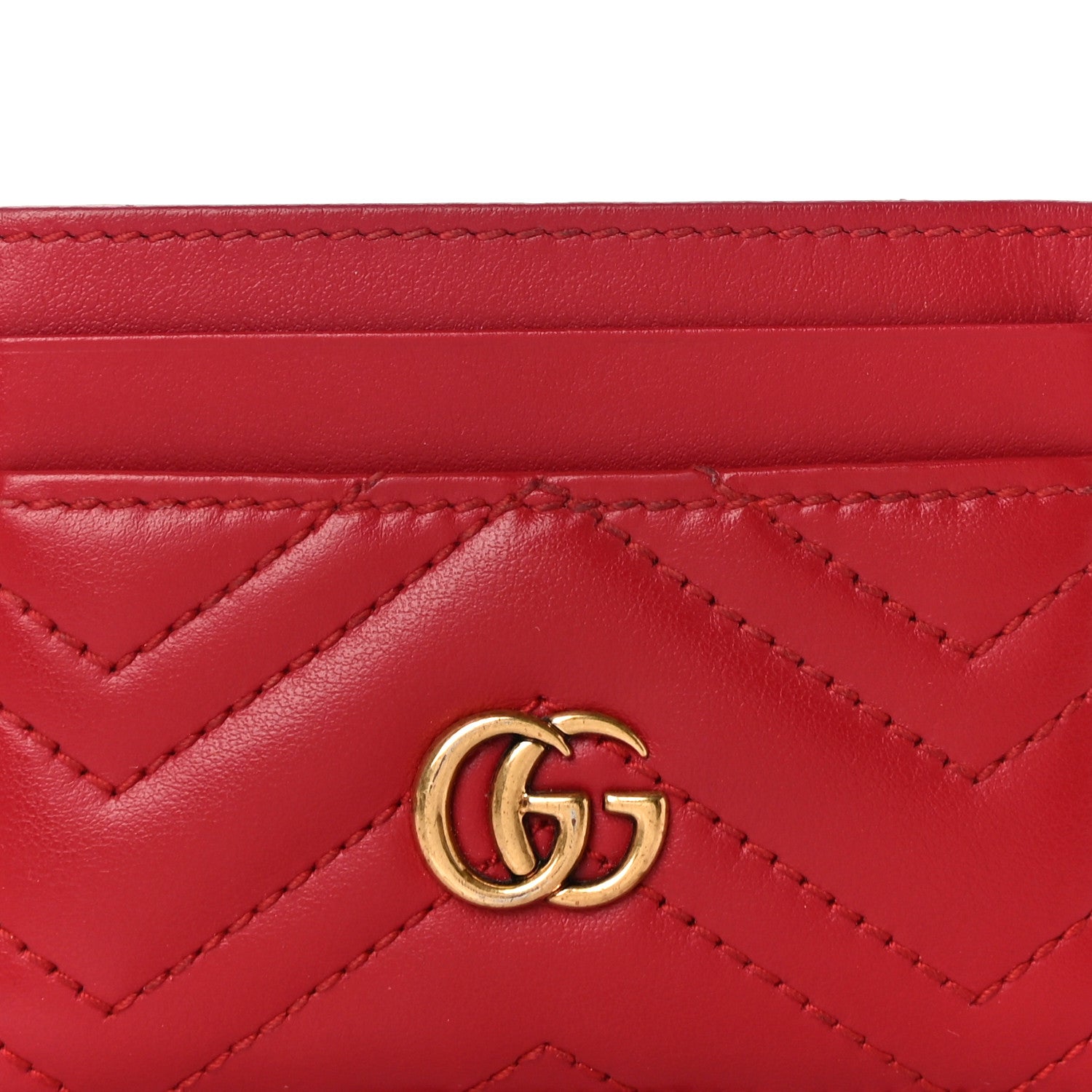 Gucci Calfskin Matelasse GG Marmont Card Holder Hibiscus Red 7 of 10