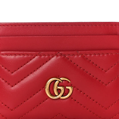 Gucci Calfskin Matelasse GG Marmont Card Holder Hibiscus Red 7 of 10