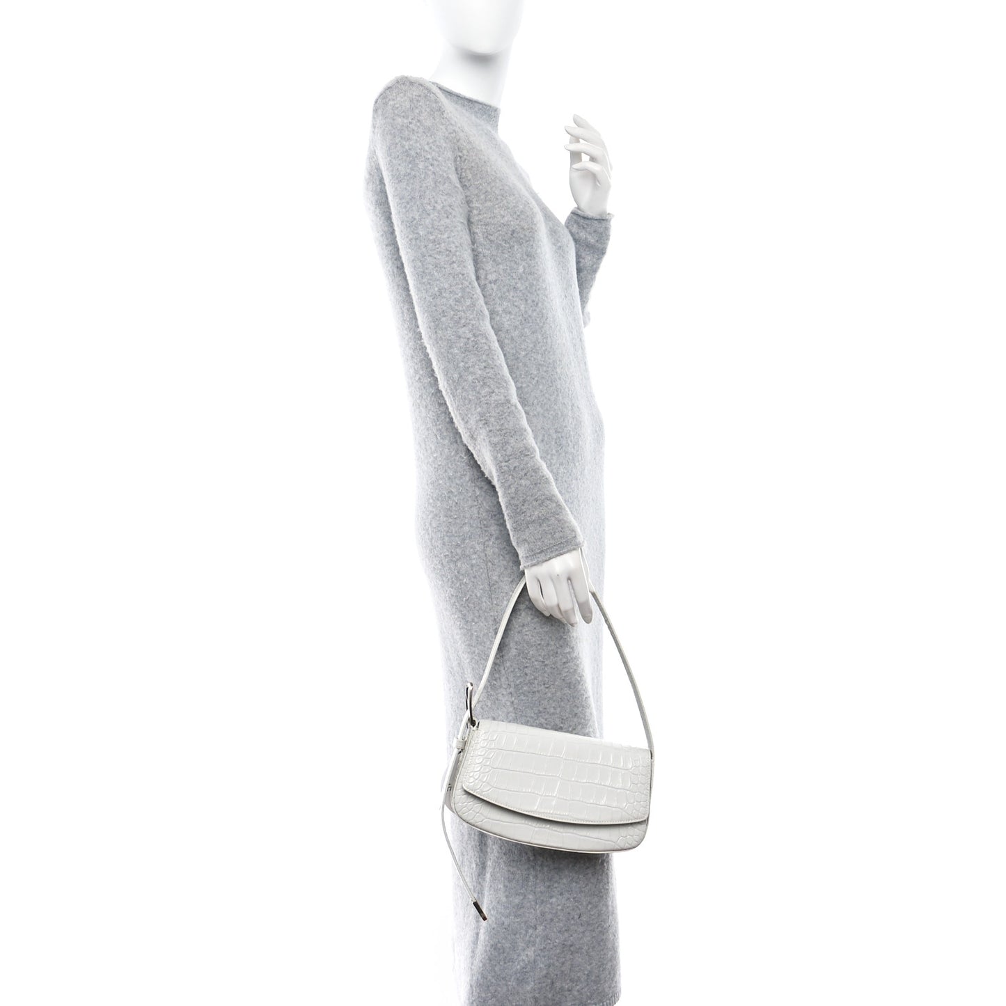 Shiny Calfskin Crocodile Embossed Ghost Sling Bag
