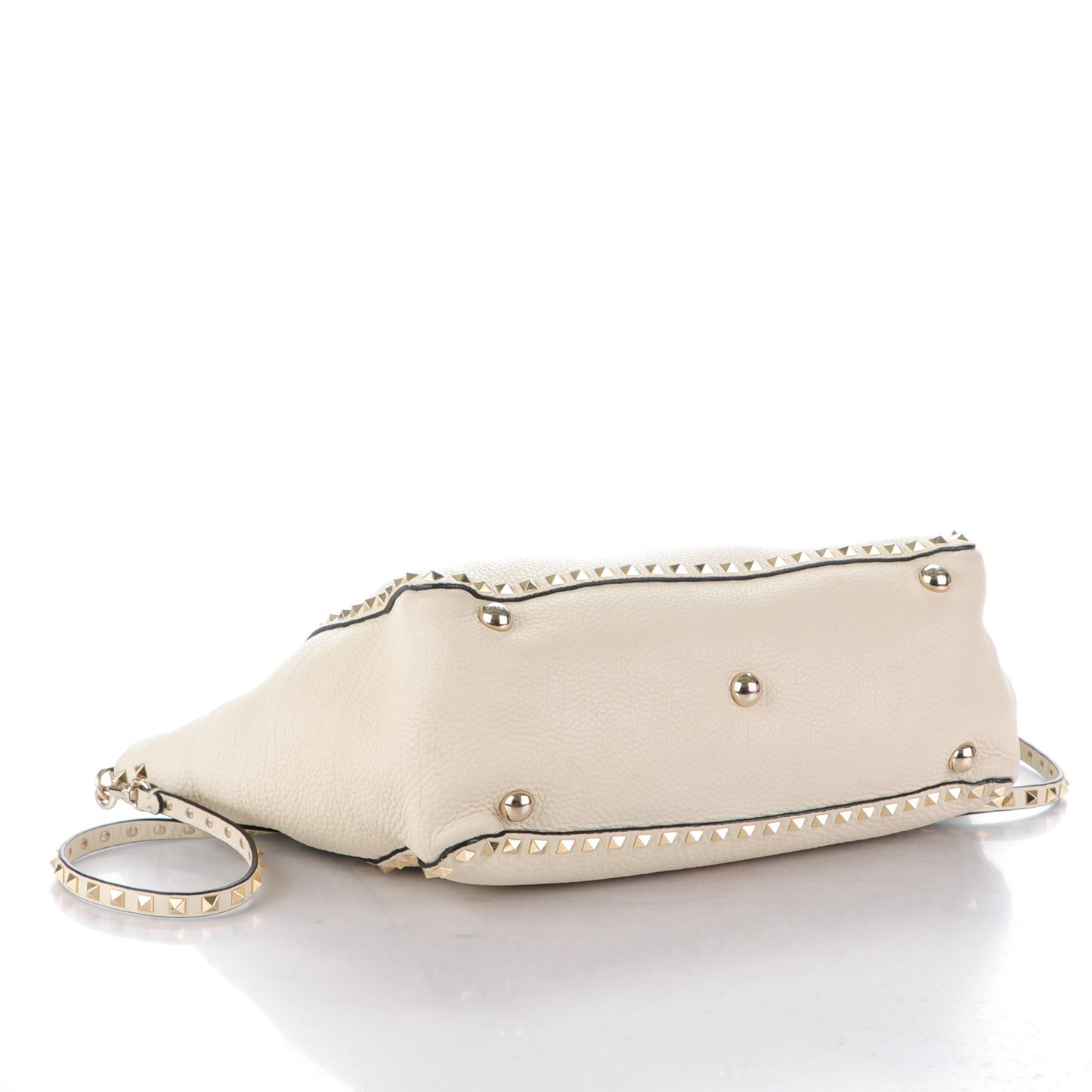 Grained Calfskin Medium Rockstud Tote Ivory