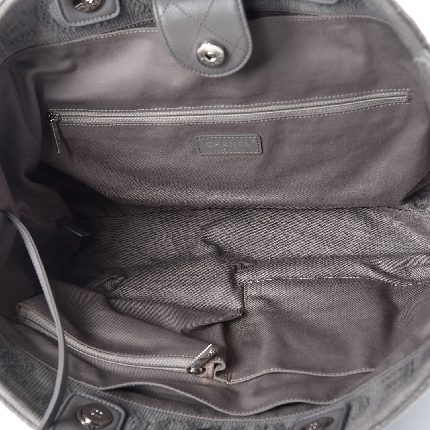 Chanel Canvas Large Double Face Shopping Tote Grey 8 of 10