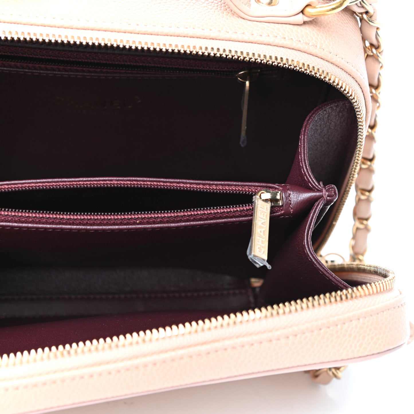 Caviar Quilted Medium CC Filigree Vanity Case Beige