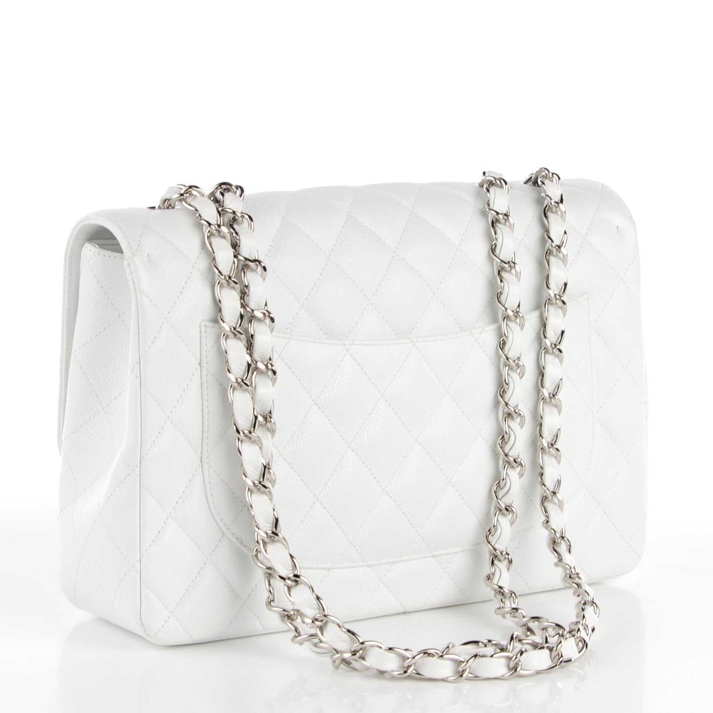 Caviar Quilted Jumbo Single Flap White
