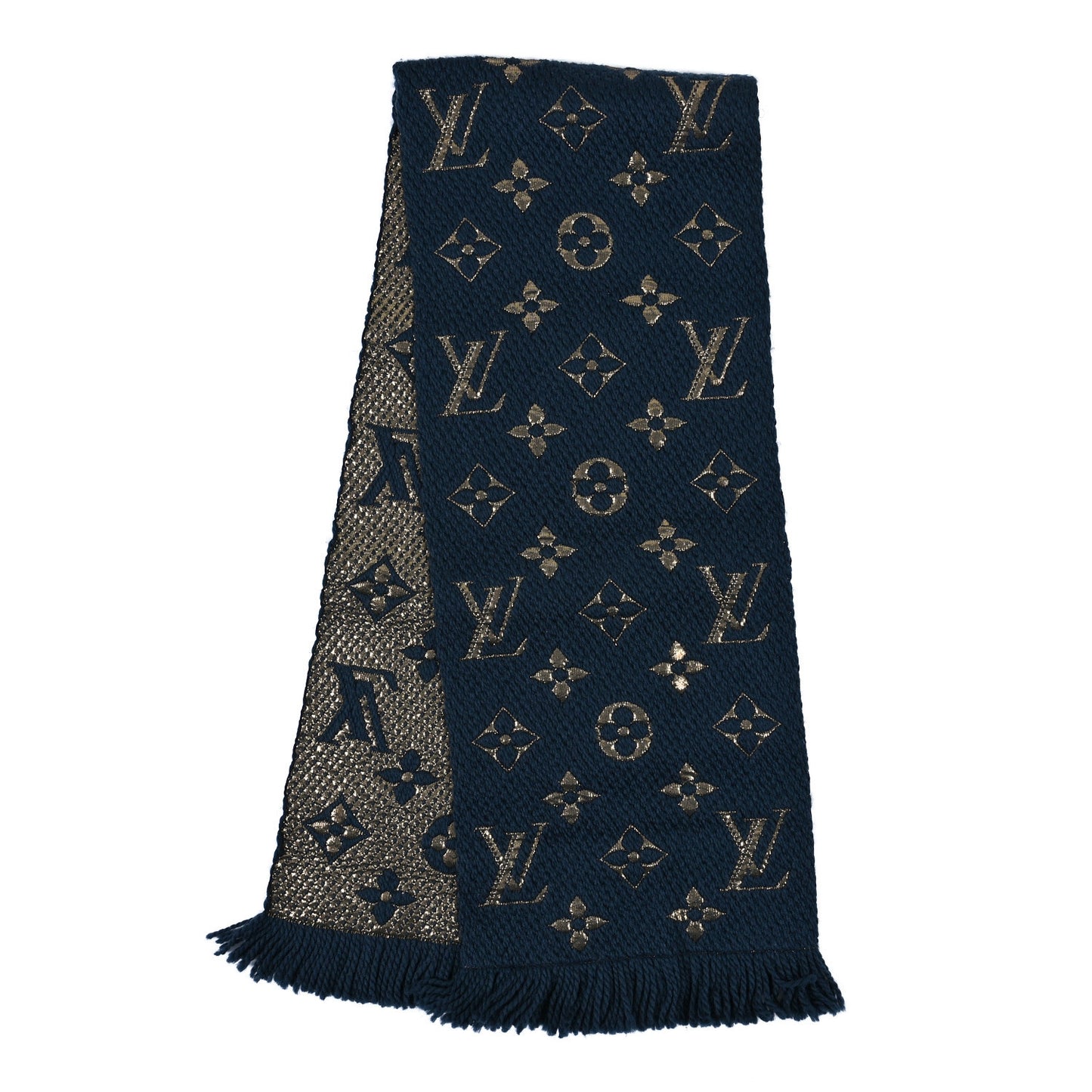 Wool Silk Logomania Shine Scarf Petrol