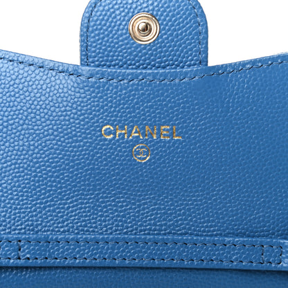 Chanel Caviar Quilted Flap Card Holder On Chain Blue 6 of 11