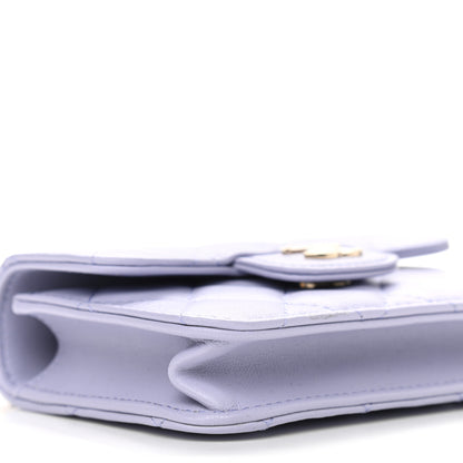 Chanel Lambskin Quilted Top Handle Flap Coin Purse With Chain Light Purple 9 of 11