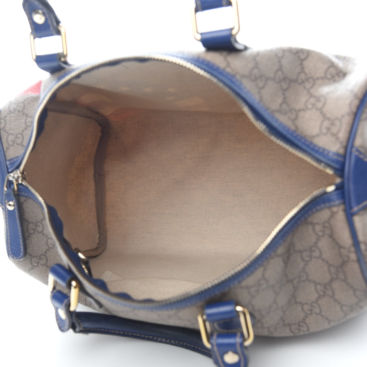 GG Plus Monogram Medium Boston USA Flag Unicef Duffle Blue