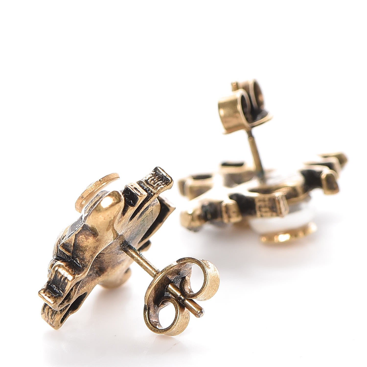 Gucci Crystal Pearl Bee Earrings Gold 4 of 5