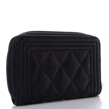 Chanel Caviar Quilted Boy Zip Around Coin Purse Wallet Black 3 of 8