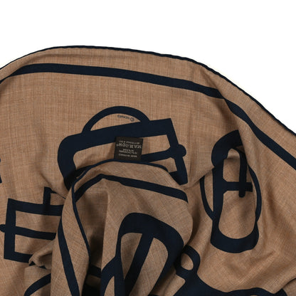 Hermes Cashmere Silk Bouclerie Moderne En Casaque Giant Triangle Scarf Caramel Caban 3 of 3