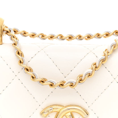 Chanel Calfskin Quilted Perfect Fit Coin Purse With Chain White 9 of 13
