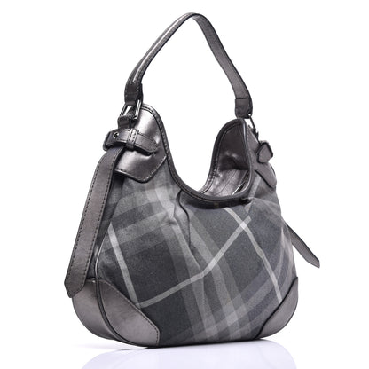 Burberry Shimmer Check Small Brooklyn Hobo Grey 3 of 10