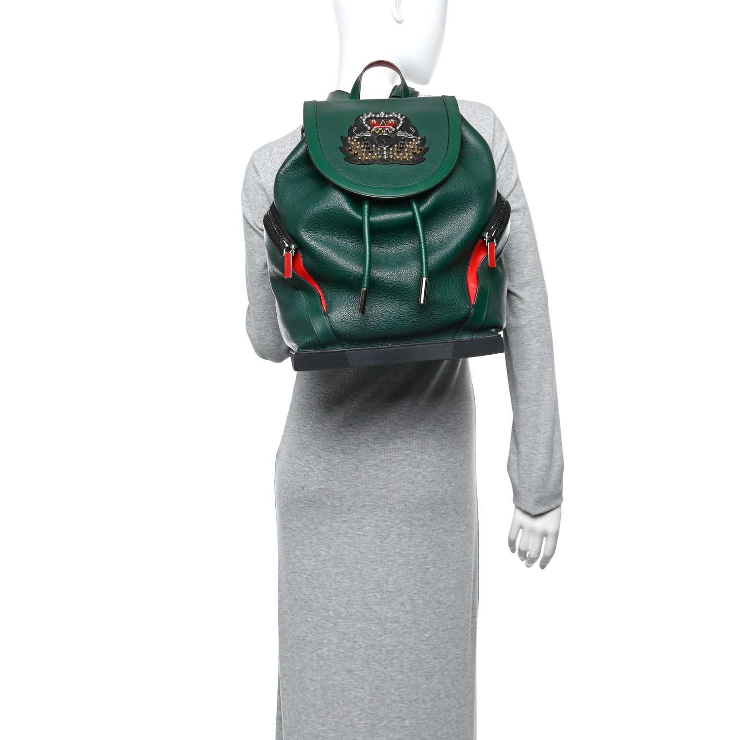 christian louboutin backpack mini Christian Louboutin Calfskin Ecusson Explorafunk Backpack Green 1783670 – FASHIONPHILE