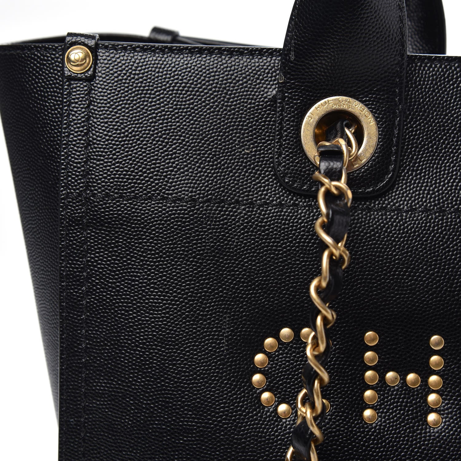 Chanel Caviar Small Studded Deauville Tote Black 13 of 14