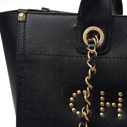 Chanel Caviar Small Studded Deauville Tote Black 13 of 14