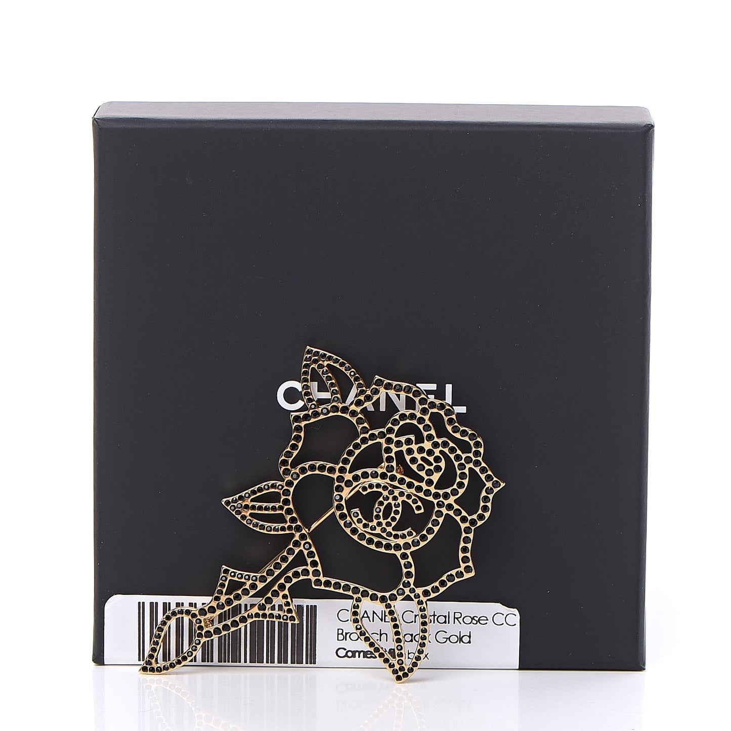 Crystal Rose CC Brooch Black Gold