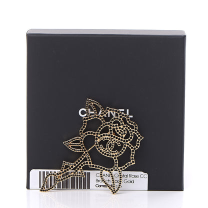 Chanel Crystal Rose CC Brooch Black Gold 5 of 5