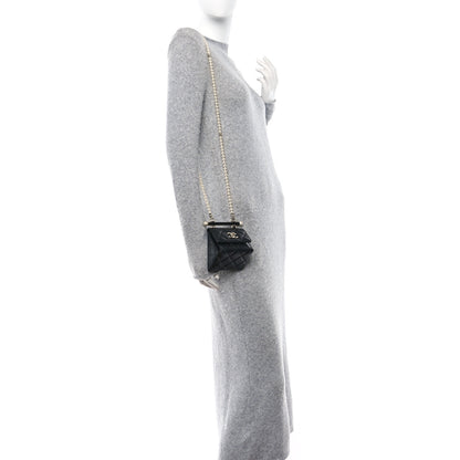 Chanel Lambskin Quilted Pearl Pyramid Clutch With Chain Black 2 of 10