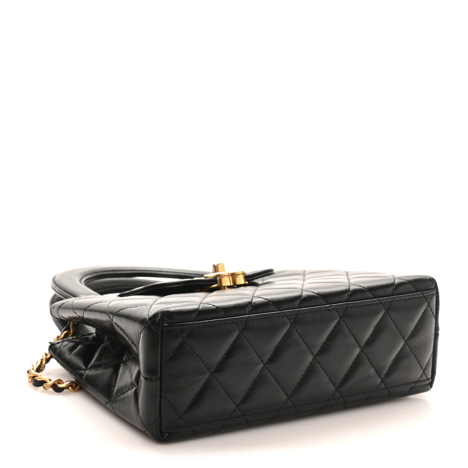 Chanel Shiny Aged Calfskin Quilted Nano Kelly Shopper Black 4 of 11