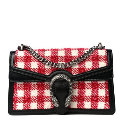 Gucci Tweed Check Small Dionysus Shoulder Bag Black Red 1 of 8