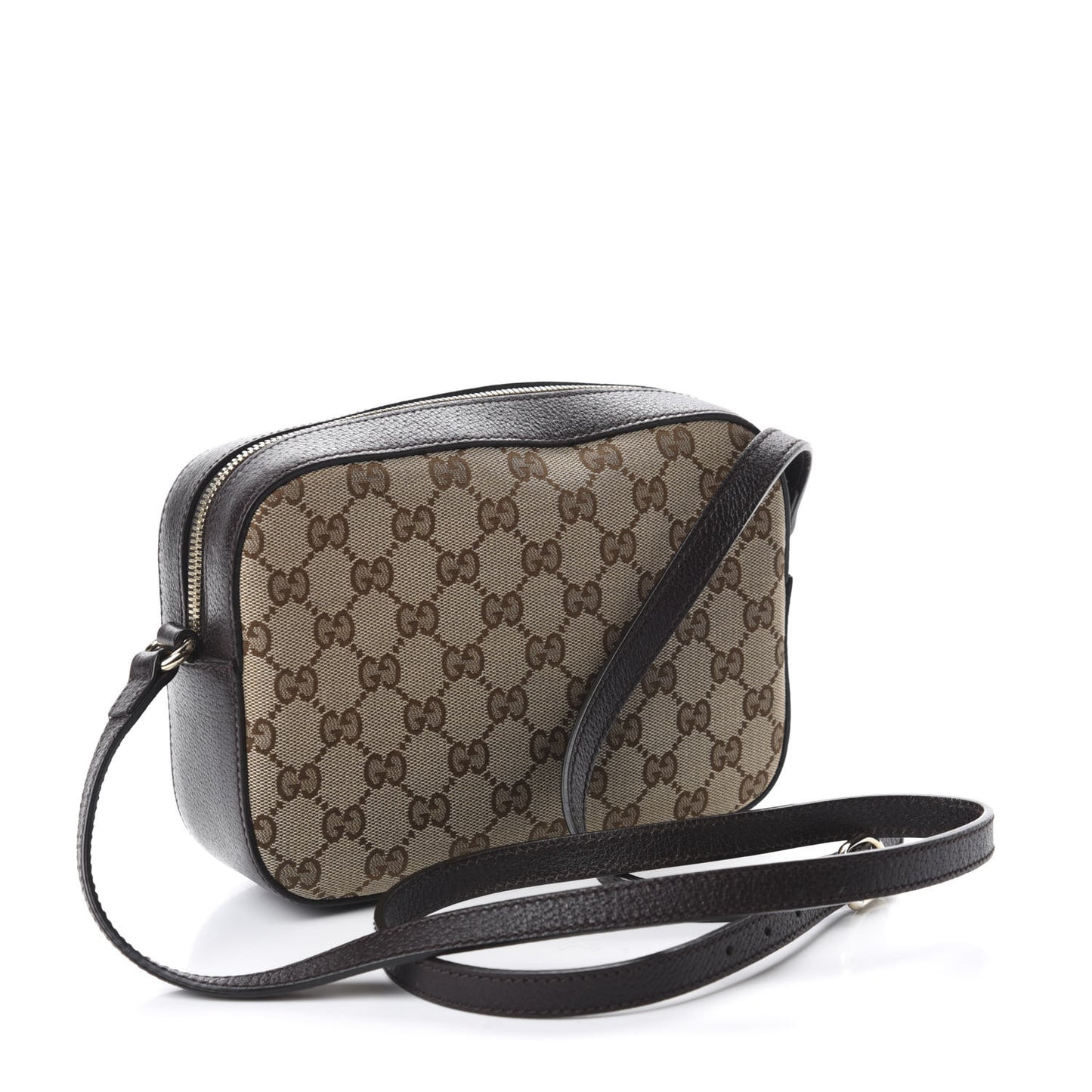 GG Supreme Monogram Web Small Webby Bee Shoulder Bag Dark Brown