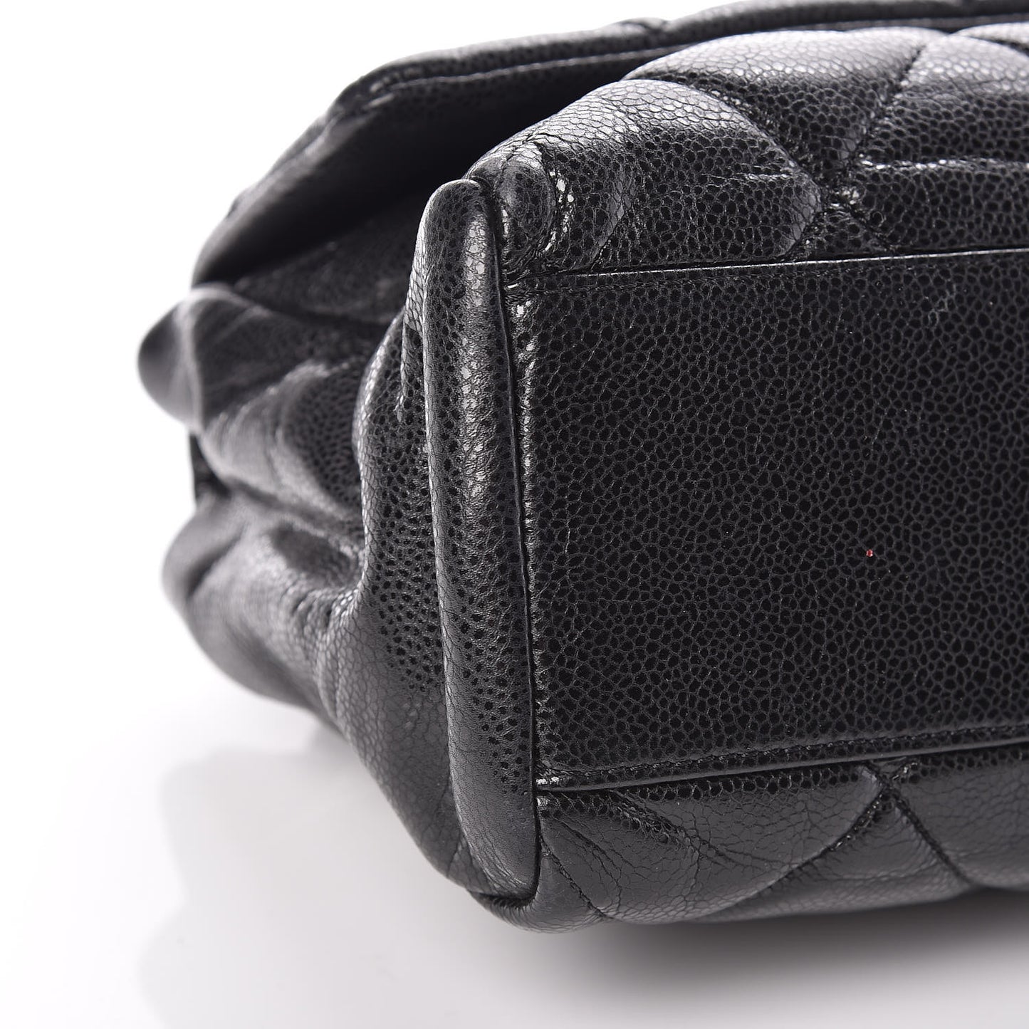 Glazed Caviar Medium Nature Flap Bag Black