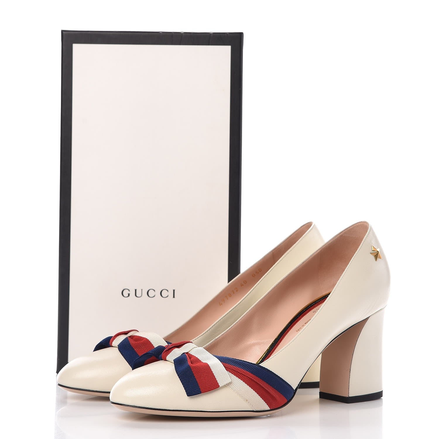 Gucci Malaga Kid Web Bow Pumps 40 White 9 of 9